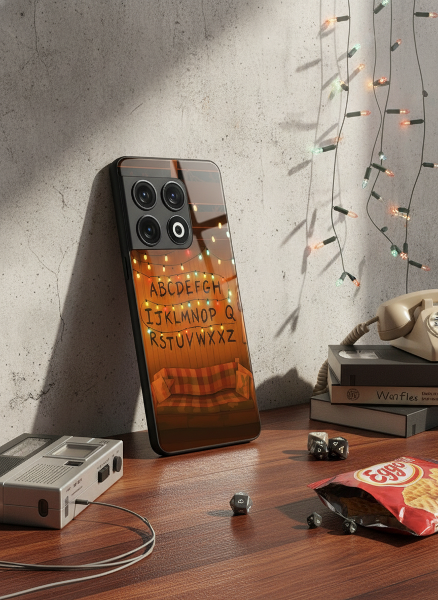 STRANGER THINGS- The Alphabet Wall Art Premium Glass Back Cover For One Plus 13, 12, 11, 10, Nord Series