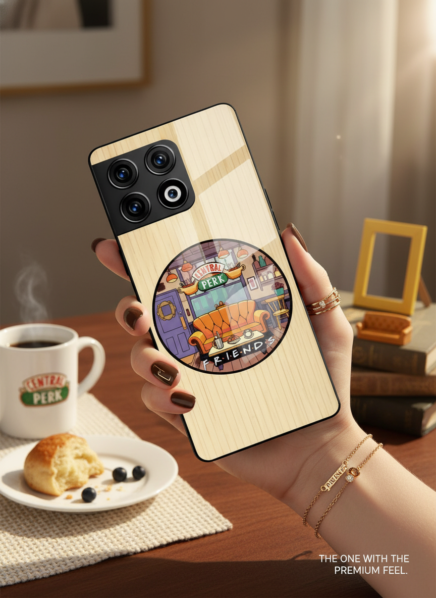 FRIENDS Coffee & Couch Premium Glass Back Cover For One Plus 13, 12, 11, 10, Nord Series