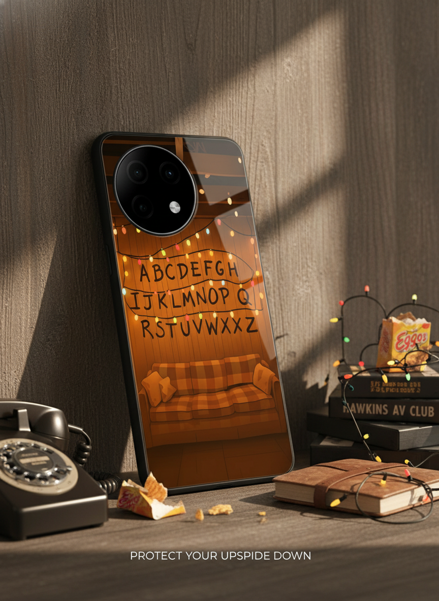STRANGER THINGS- The Alphabet Wall Art Premium Glass Back Cover For One Plus 13, 12, 11, 10, Nord Series