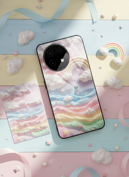 Whimsy Clouds Glass Back Cover For One Plus 13, 12, 11, 10, Nord Series