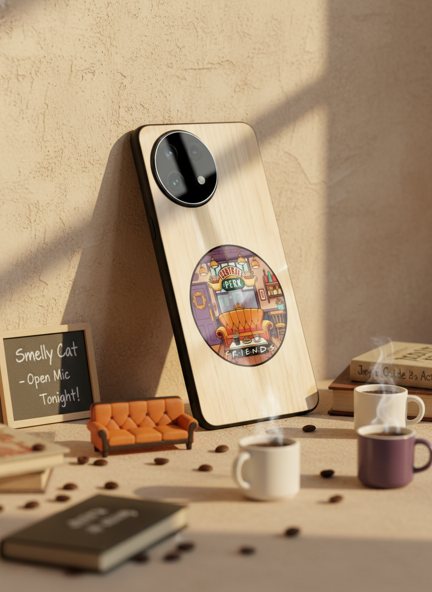 FRIENDS Coffee & Couch Premium Glass Back Cover For One Plus 13, 12, 11, 10, Nord Series