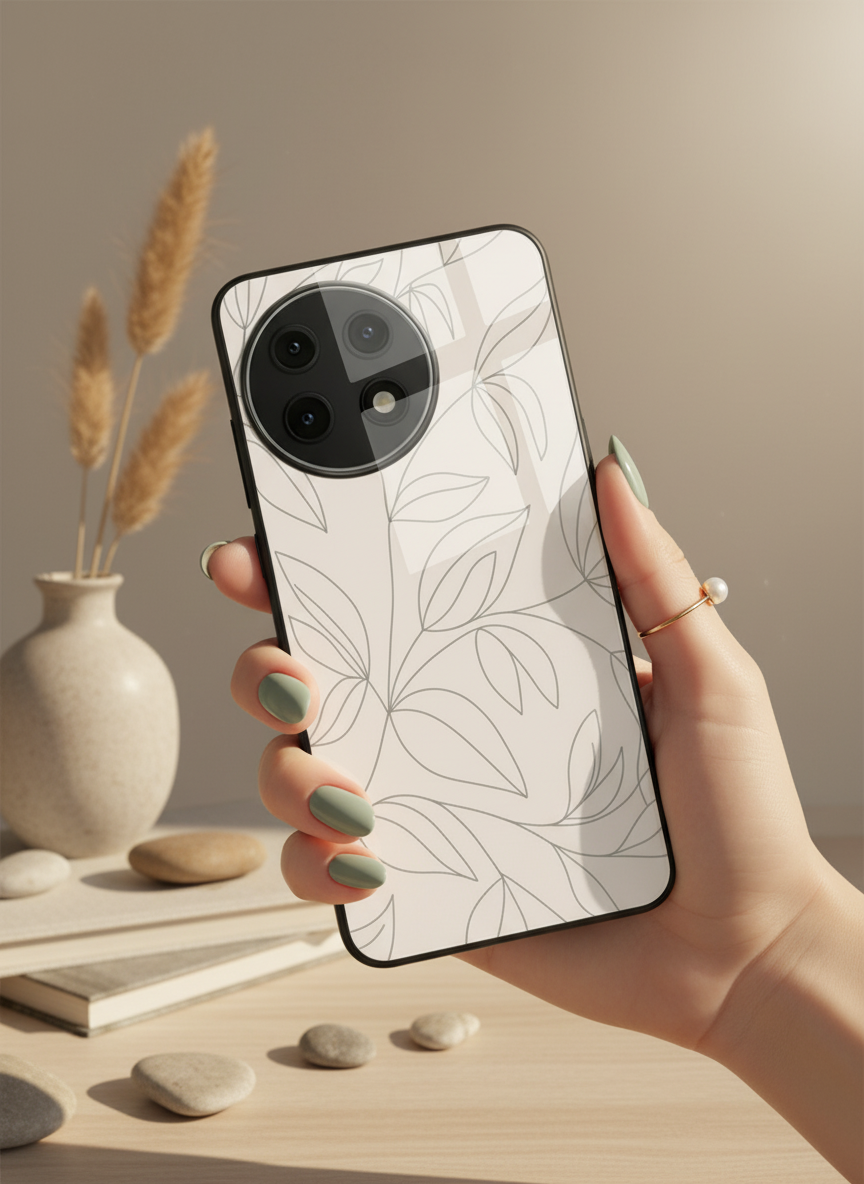 The Petal Sketch Premium Glass Back Cover For One Plus 13, 12, 11, 10, Nord Series