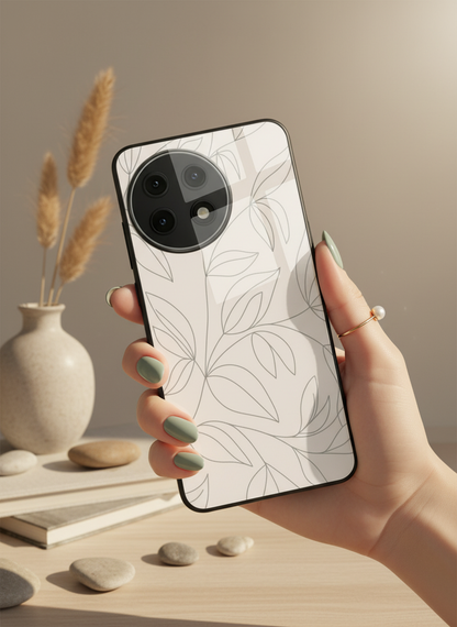 The Petal Sketch Premium Glass Back Cover For One Plus 13, 12, 11, 10, Nord Series