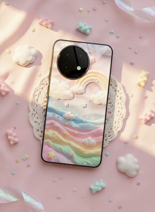 Whimsy Clouds Glass Back Cover For One Plus 13, 12, 11, 10, Nord Series