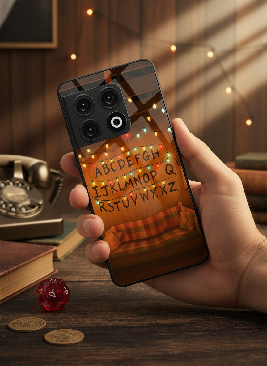 STRANGER THINGS- The Alphabet Wall Art Premium Glass Back Cover For One Plus 13, 12, 11, 10, Nord Series