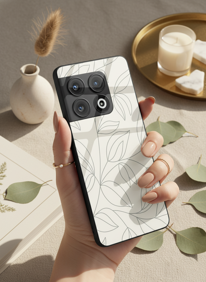 The Petal Sketch Premium Glass Back Cover For One Plus 13, 12, 11, 10, Nord Series