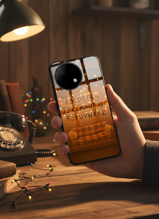 STRANGER THINGS- The Alphabet Wall Art Premium Glass Back Cover For One Plus 13, 12, 11, 10, Nord Series