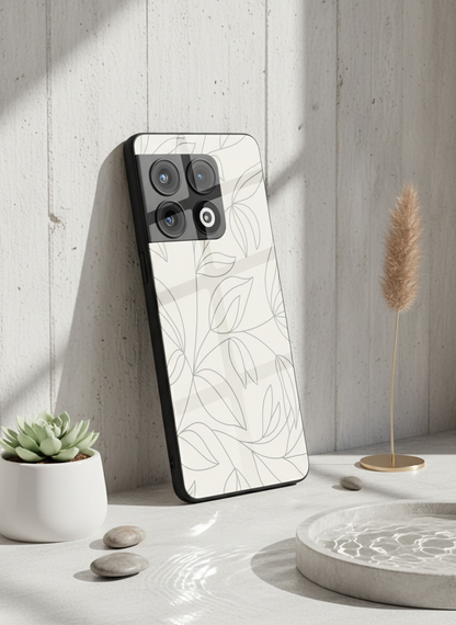 The Petal Sketch Premium Glass Back Cover For One Plus 13, 12, 11, 10, Nord Series