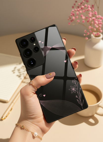 Velvet Bloom Personalised Premium Glass Back Cover For Galaxy S, A, M & F Series