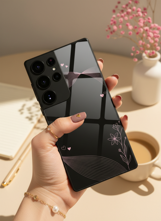 Velvet Bloom Personalised Premium Glass Back Cover For Galaxy S, A, M & F Series