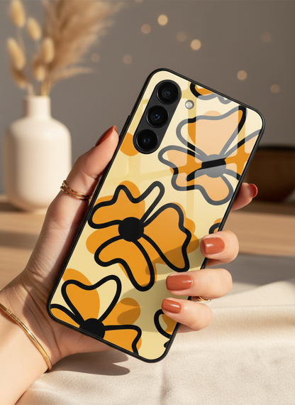 Crayon Petals Premium Glass Back Cover For Galaxy S, A, M & F Series