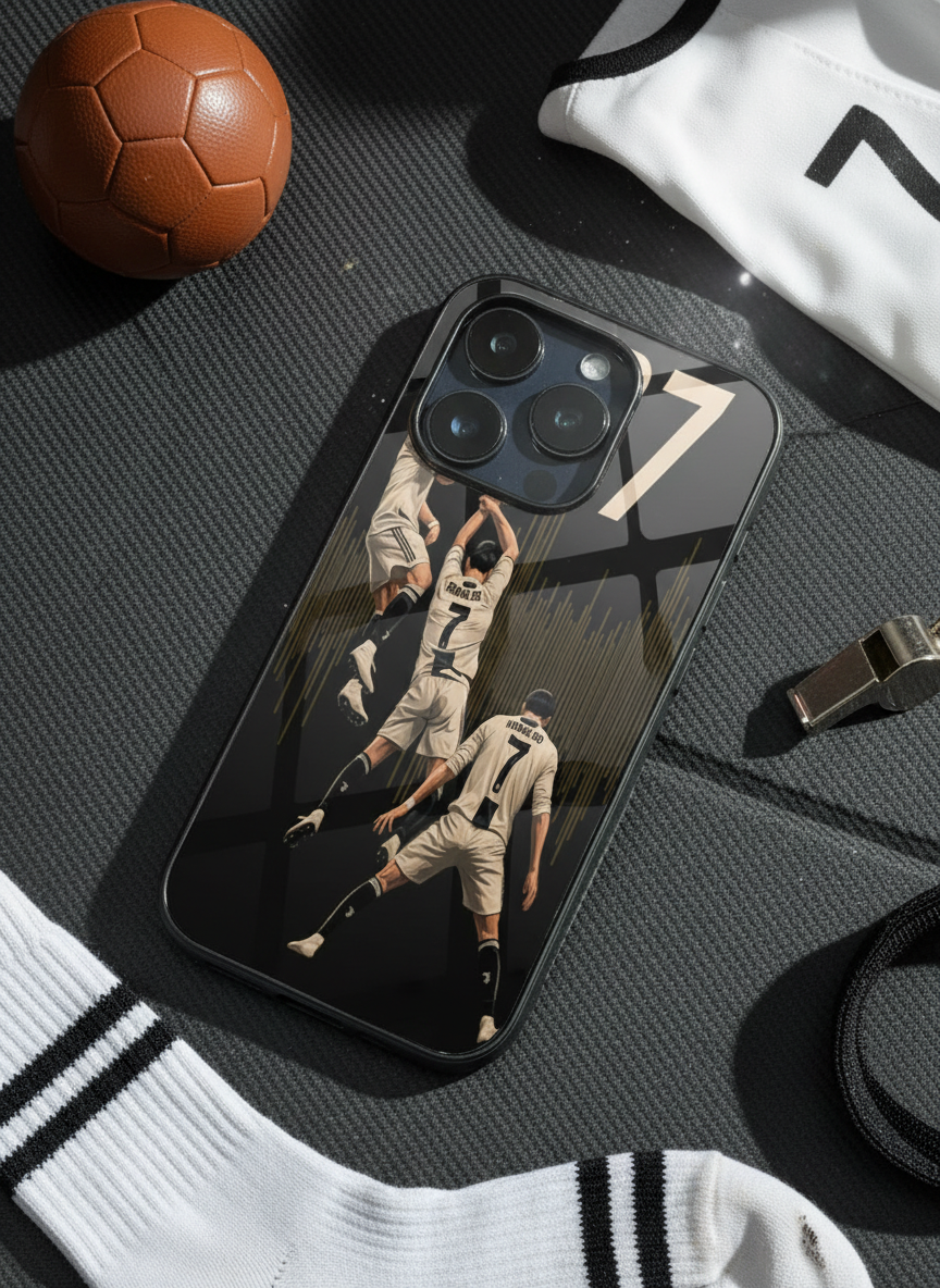 AIR CR7 Premium Glass Back Cover For iPhone 11-17 Models