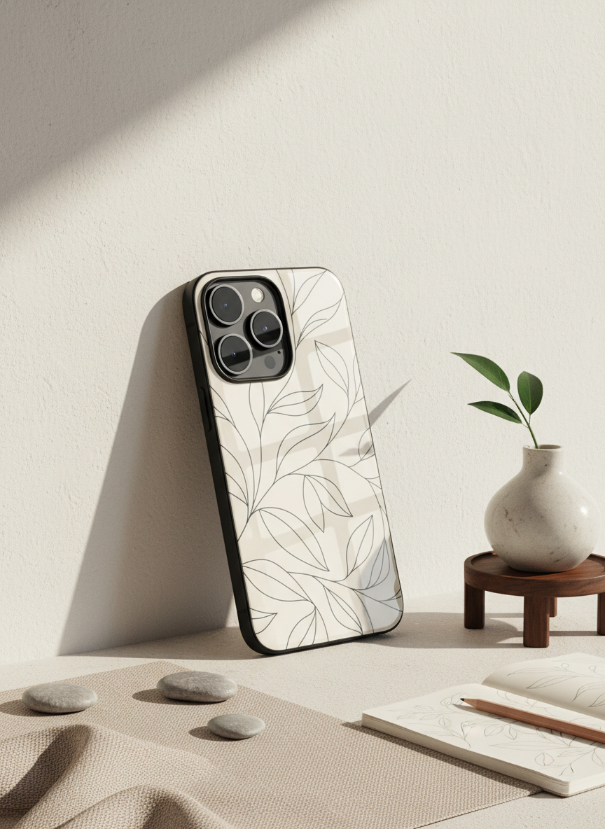 The Petal Sketch Premium Glass Back Cover For iPhone 11-17 Models