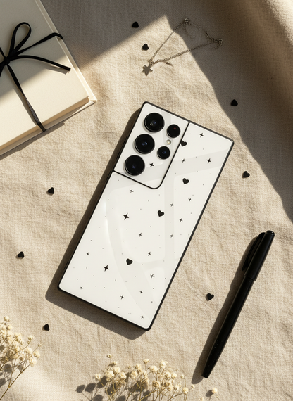 Minimal Love Premium Glass Back Cover For Galaxy S, A, M & F Series