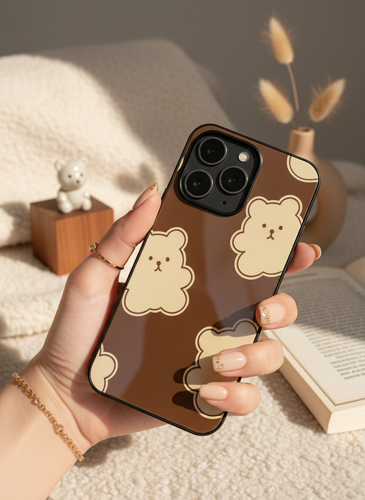 Teddy Overload Premium Glass Back Cover For iPhone 11-17 Models