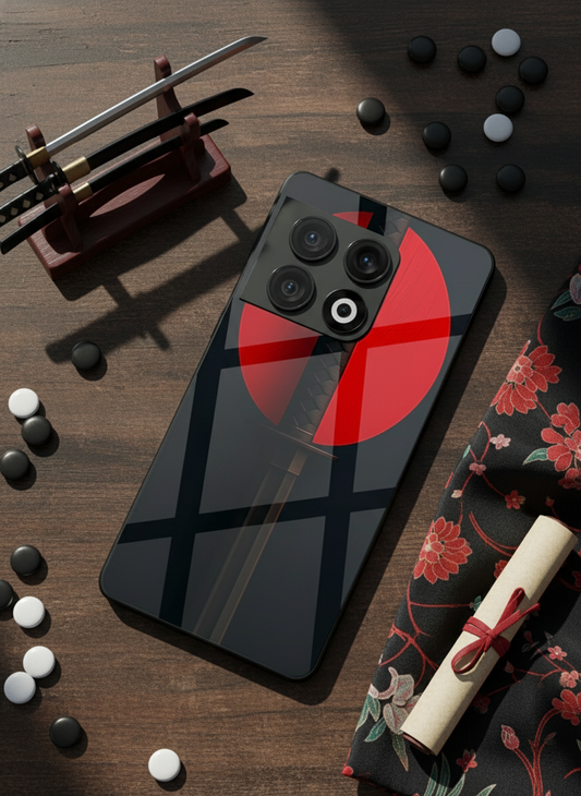 Katana Abstract Shot Premium Glass Back Cover For One Plus 13, 12, 11, 10, Nord Series
