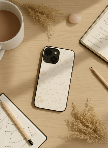 Celestial Love Premium Glass Back Cover For iPhone 11-17 Models