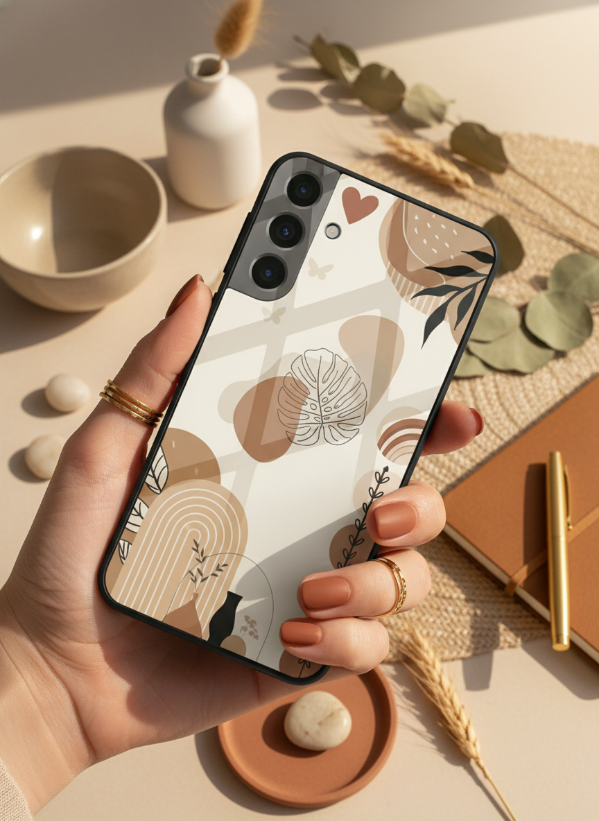 Organic Aura Premium Glass Back Cover For Galaxy S, A, M & F Series