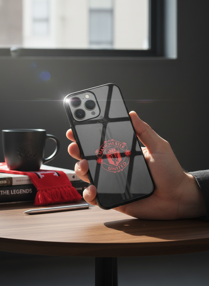 Dark Mode FC Premium Glass Back Cover For iPhone 11-17 Models