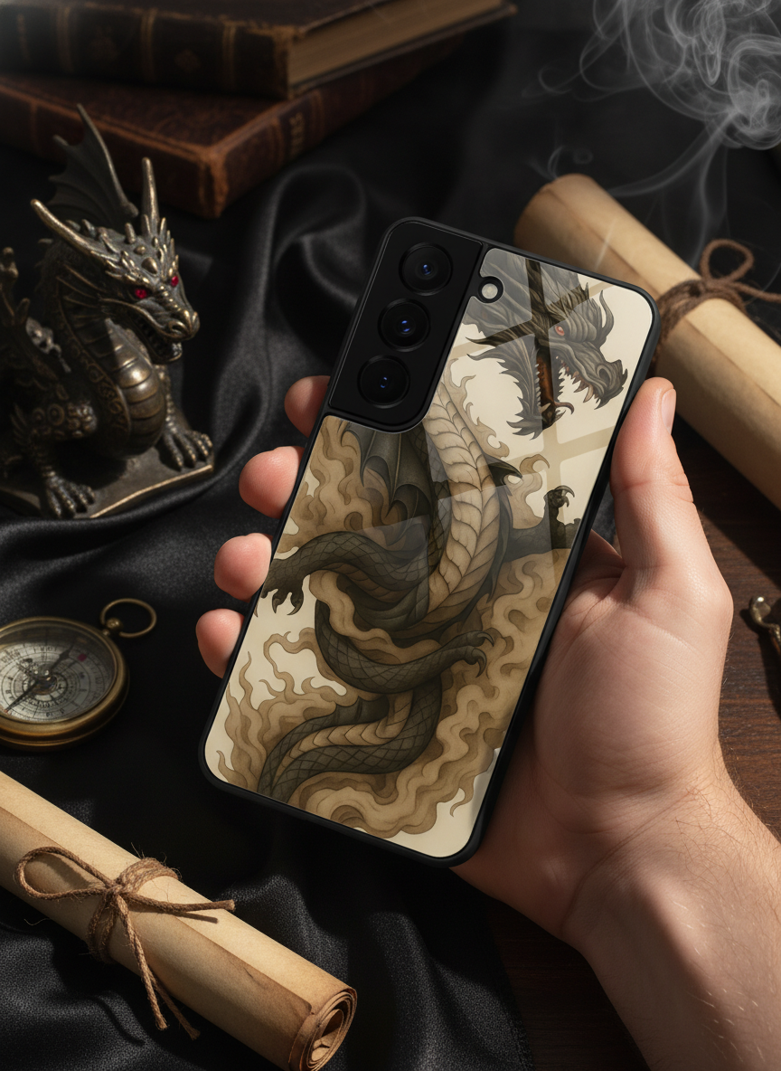 Dragon Premium Glass Back Cover For Galaxy S, A, M & F Series