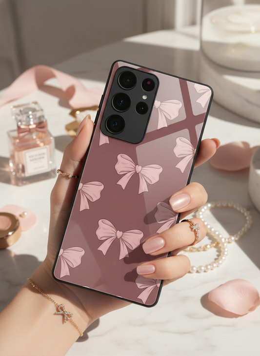 Blush Knots Premium Glass Back Cover For Galaxy S, A, M & F Series
