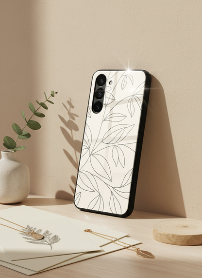 The Petal Sketch Premium Glass Back Cover For Galaxy S, A, M & F Series