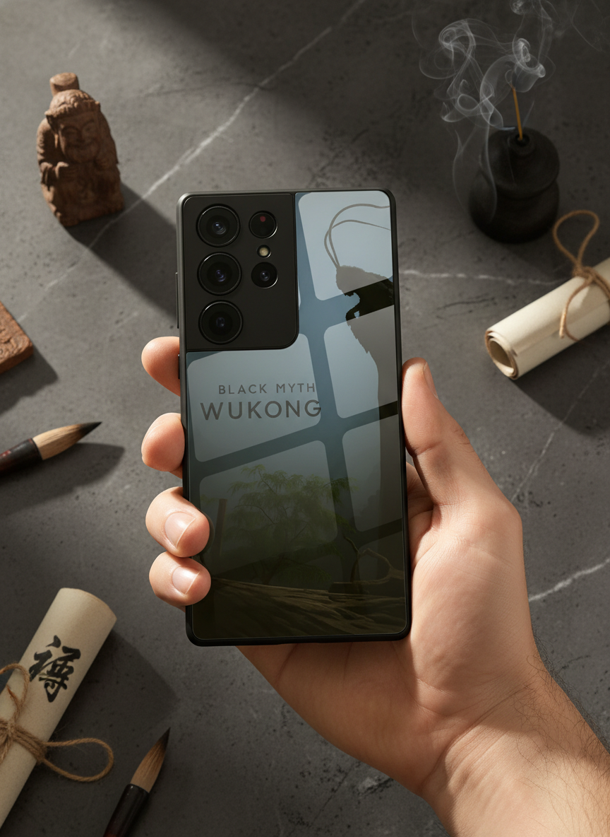 BMW -Black Myth Wukong Premium Glass Back Cover For Galaxy S, A, M & F Series