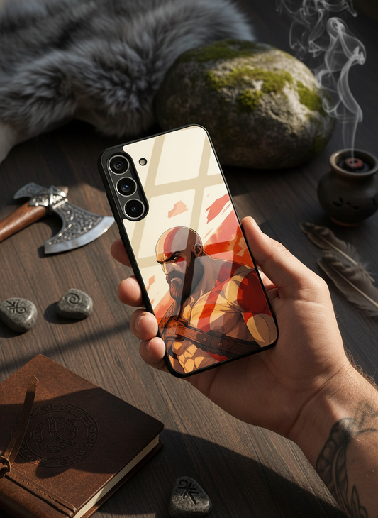 I am Kratos Premium Glass Back Cover For Galaxy S, A, M & F Series