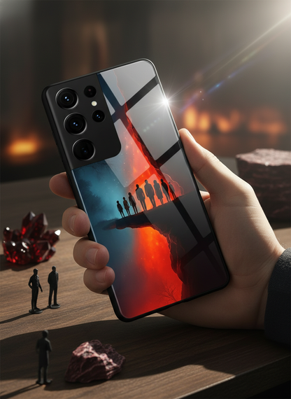 STRANGER THINGS- Parallel Edge Premium Glass Back Cover For Galaxy S, A, M & F Series