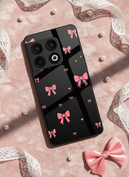 Glam Bow Premium Glass Back Cover For One Plus 13, 12, 11, 10, Nord Series