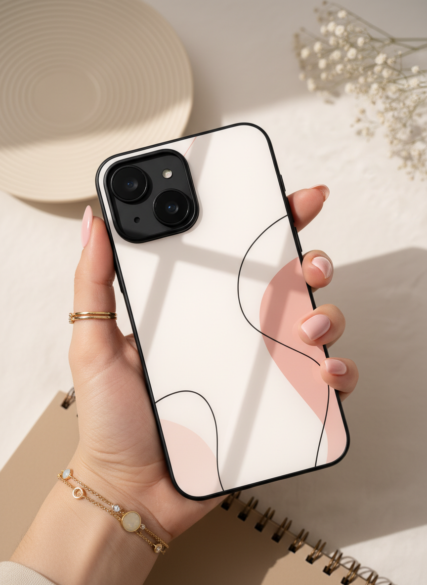 Clean Girl Aesthetics Premium Glass Back Cover For iPhone 11-17 Models