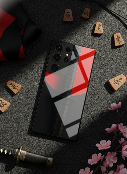 Katana Shot Abstract Premium Glass Back Cover For Galaxy S, A, M & F Series