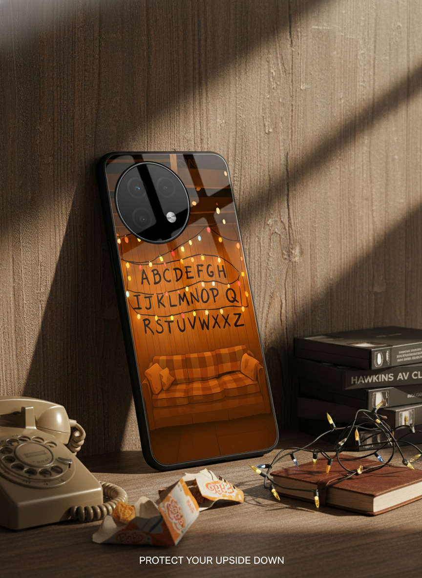 STRANGER THINGS- The Alphabet Wall Art Premium Glass Back Cover For One Plus 13, 12, 11, 10, Nord Series