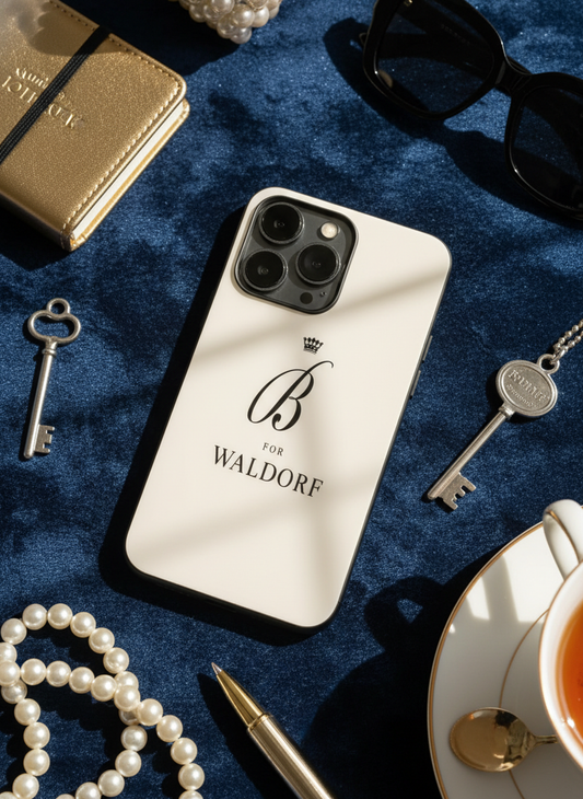 Gossip Girl Crowned Initials Premium Glass Back Cover For iPhone 11-17 Models