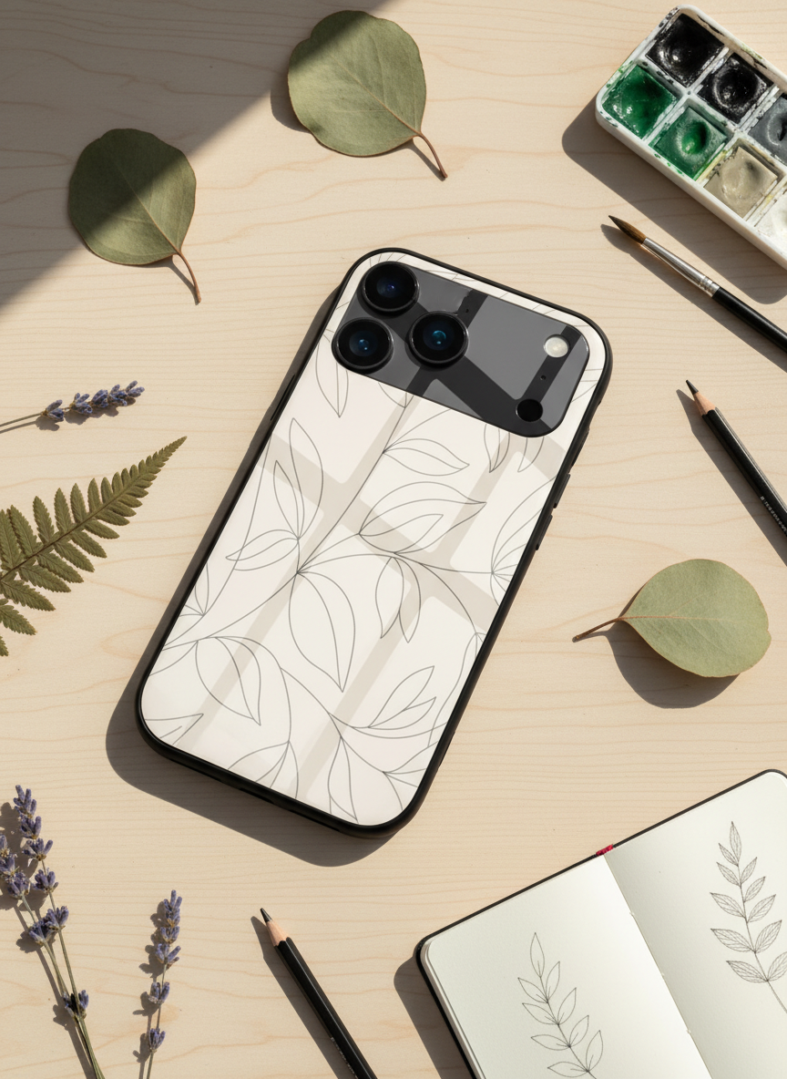 The Petal Sketch Premium Glass Back Cover For iPhone 11-17 Models