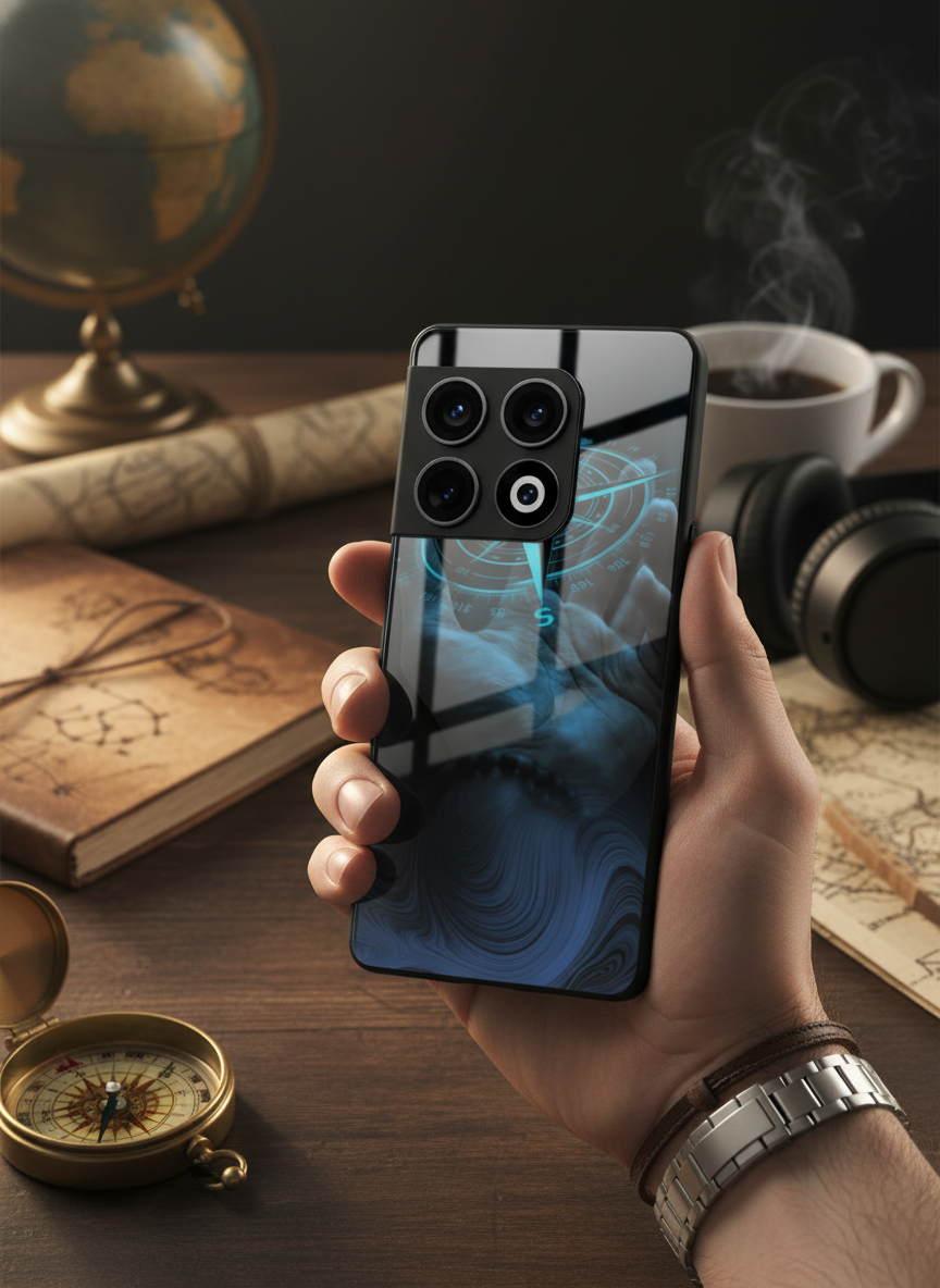 Neon Navigator Premium Glass Back Cover For One Plus 13, 12, 11, 10, Nord Serie
