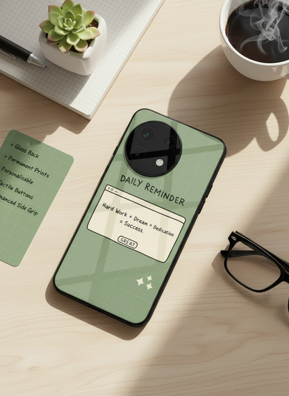 Daily Reminder-Sage Green Premium Glass Back Cover For One Plus 13, 12, 11, 10, Nord Series