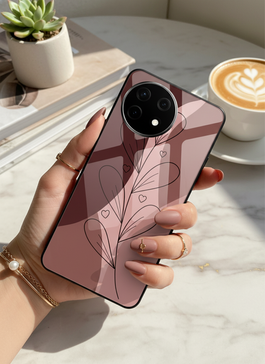 Blushing Petals Premium Glass Back Cover For One Plus 13, 12, 11, 10, Nord Series