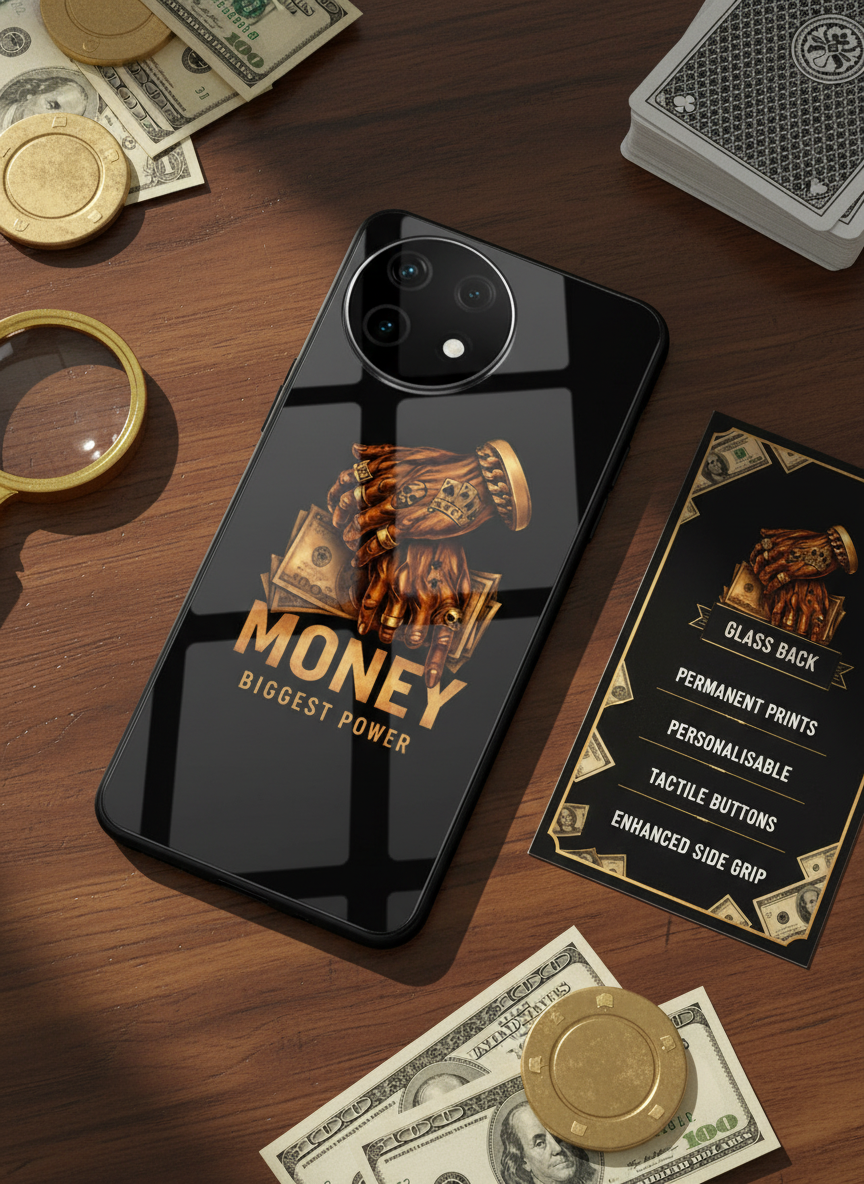 Cash Command Premium Glass Back Cover For One Plus 13, 12, 11, 10, Nord Series