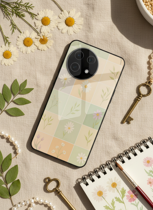 Sage Check Premium Glass Back Cover For One Plus 13, 12, 11, 10, Nord Series