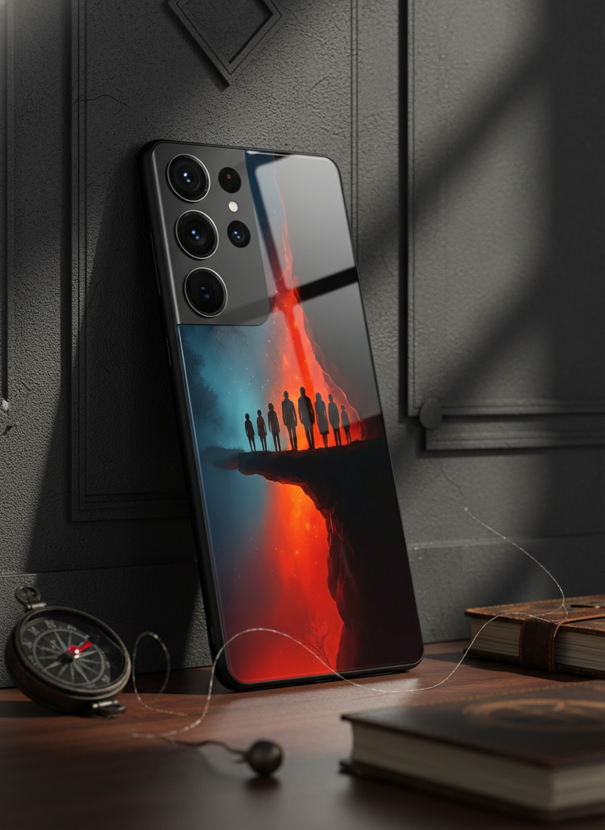 STRANGER THINGS- Parallel Edge Premium Glass Back Cover For Galaxy S, A, M & F Series