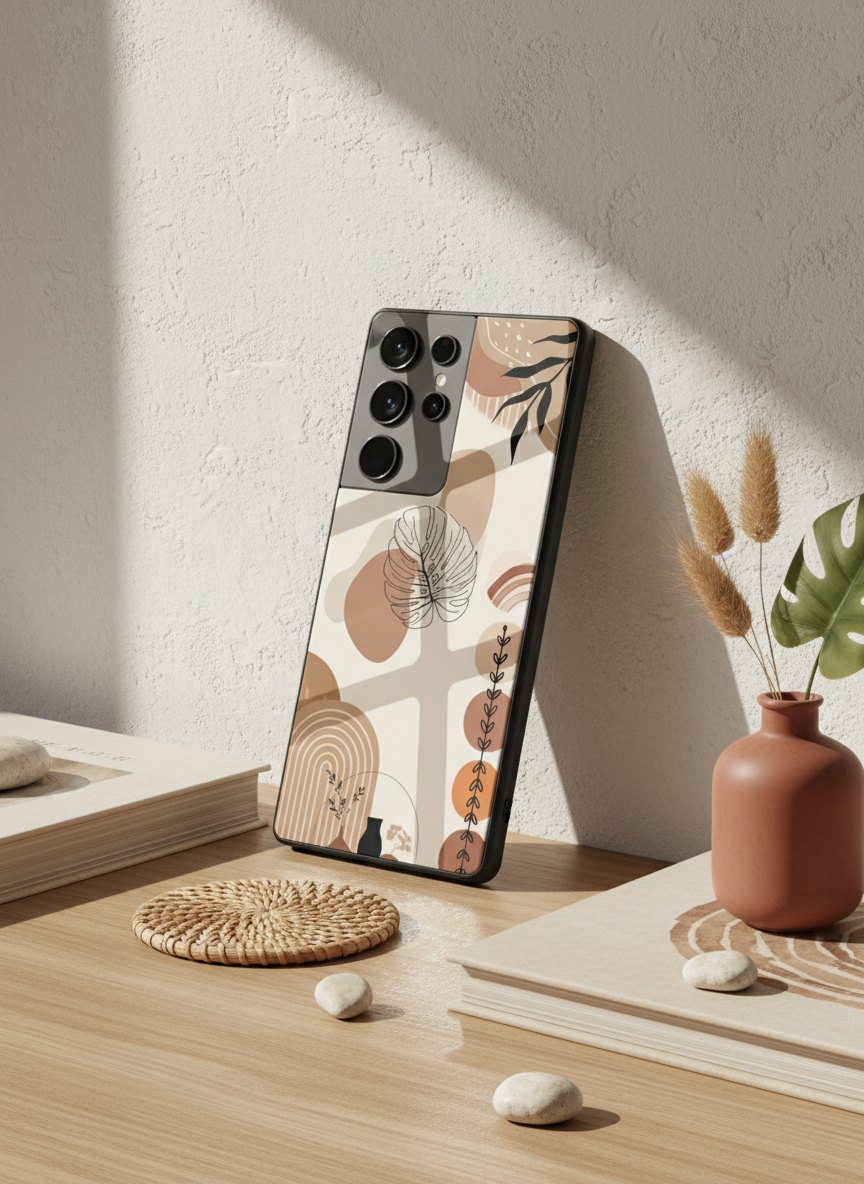 Organic Aura Premium Glass Back Cover For Galaxy S, A, M & F Series