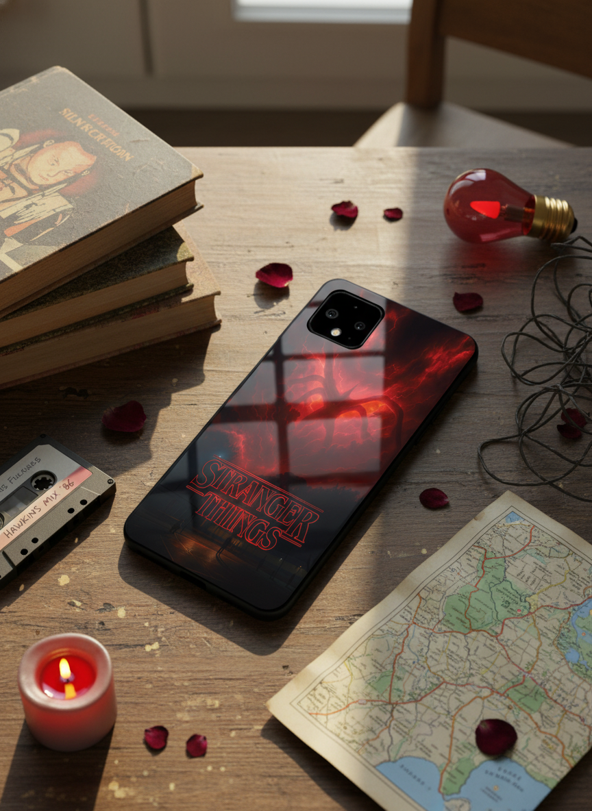 STRANGER THINGS- The Dark Overlord Premium Glass Back Cover For Google Pixel 7,8,9,10 Series