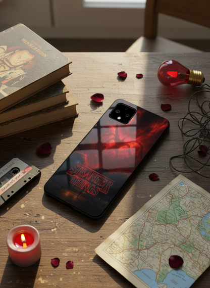 STRANGER THINGS- The Dark Overlord Premium Glass Back Cover For Google Pixel 7,8,9,10 Series