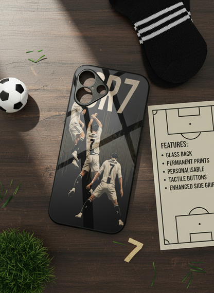 AIR CR7 Premium Glass Back Cover For iPhone 11-17 Models