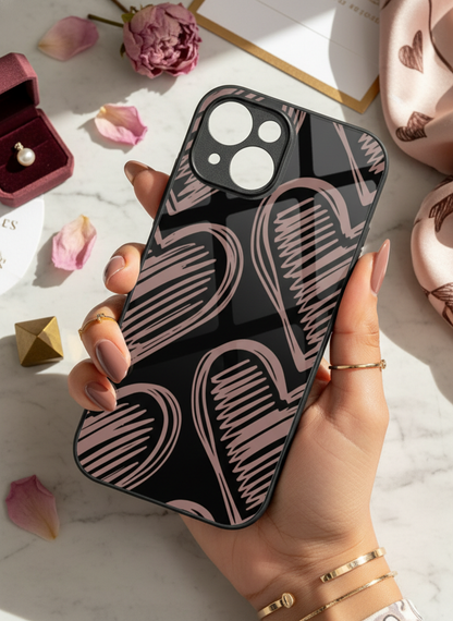 Heartlines Premium Glass Back Cover For iPhone 11-17 Models