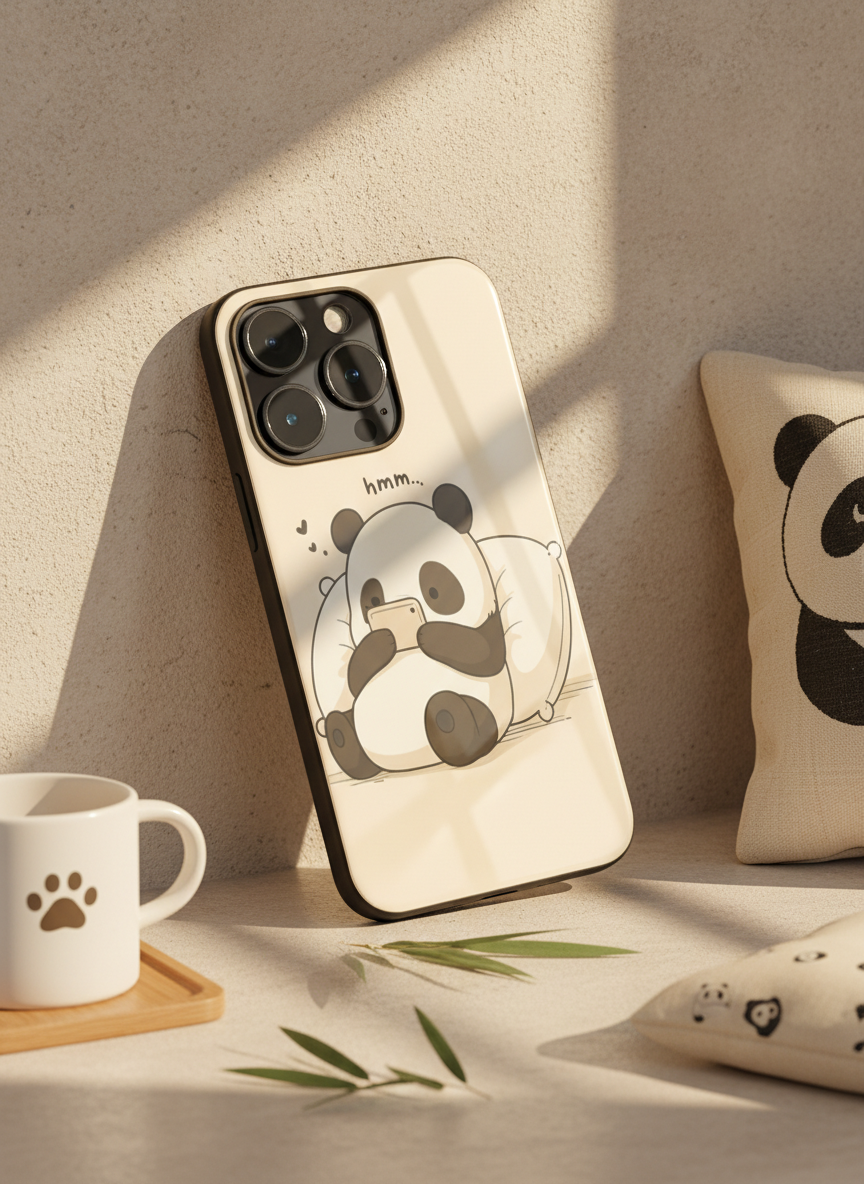 Hmm Panda Premium Glass Back Cover For iPhone 11-17 Models