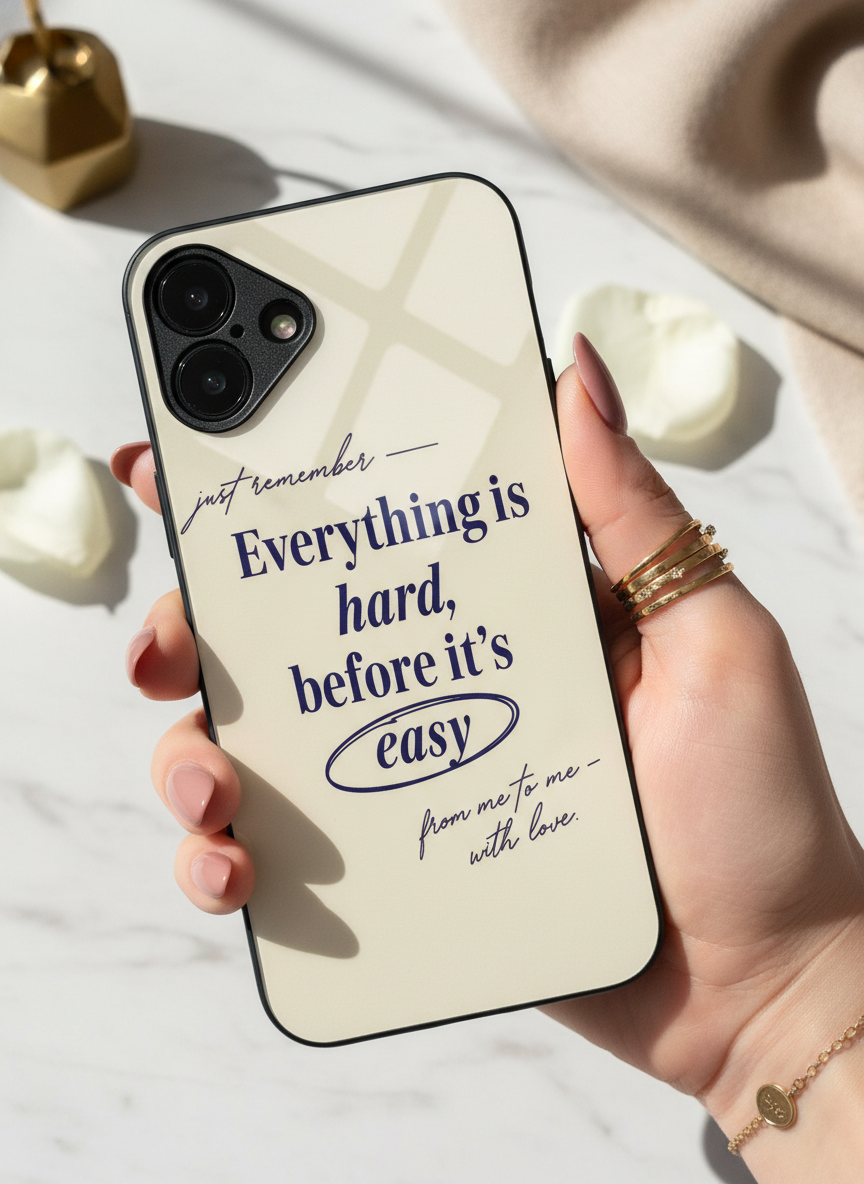 Soft Reminder Premium Glass Back Cover For iPhone 11-17 Models