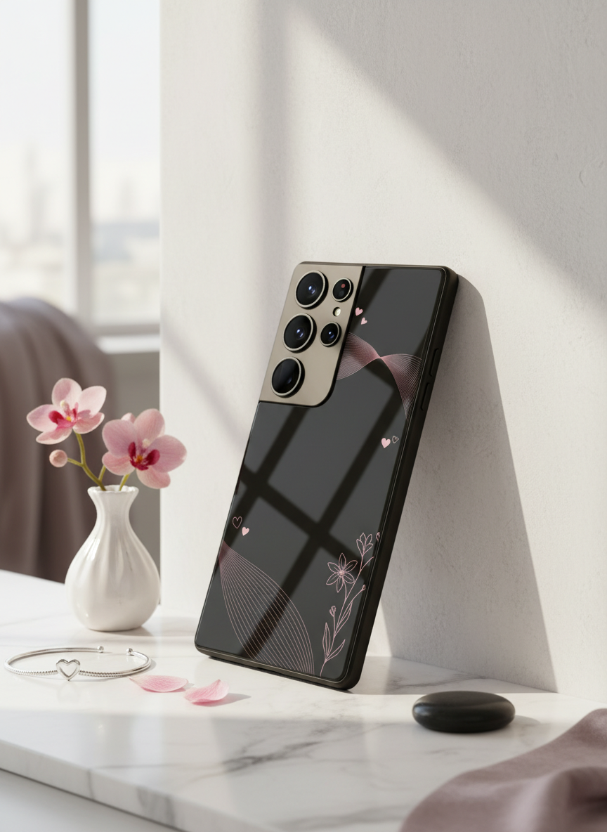 Velvet Bloom Personalised Premium Glass Back Cover For Galaxy S, A, M & F Series