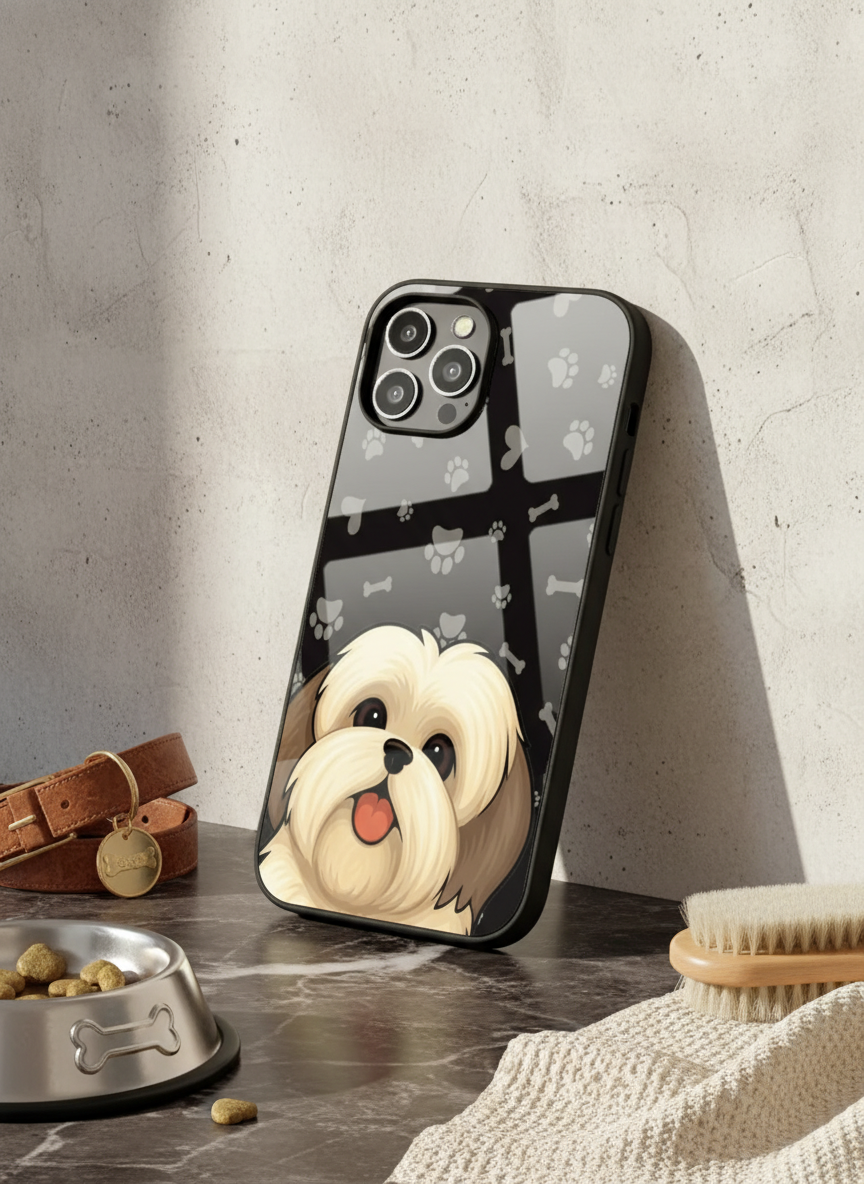 Fluffy Love Premium Glass Back Cover For iPhone 11-17 Models